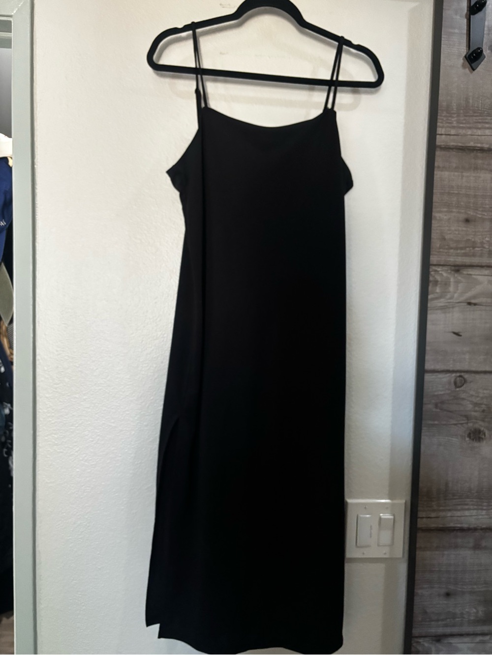 H&M Black Midi Slip Dress with Double Spaghetti Straps